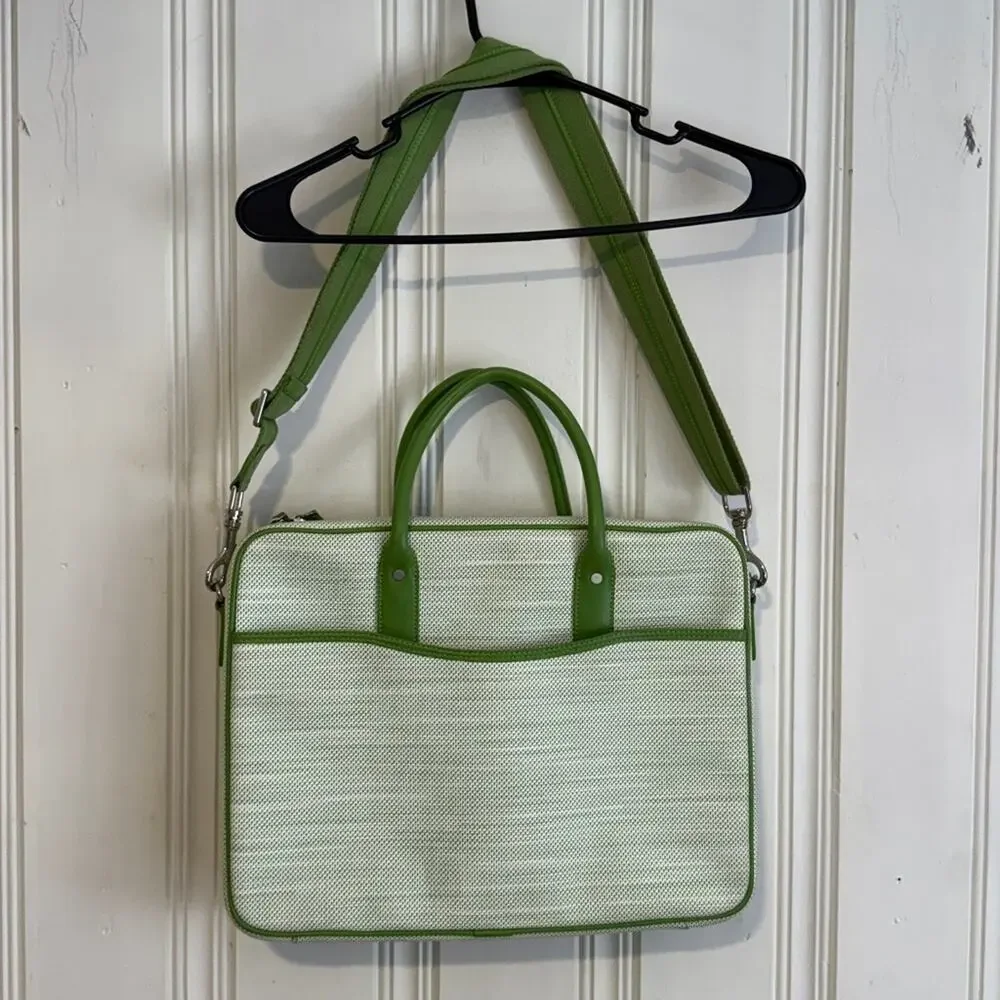Ro Lulu lime green designer messenger laptop carry on bag purse briefcase